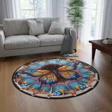 Load image into Gallery viewer, MyStic Rug Stained Glass Butterfly - Round Area Rug
