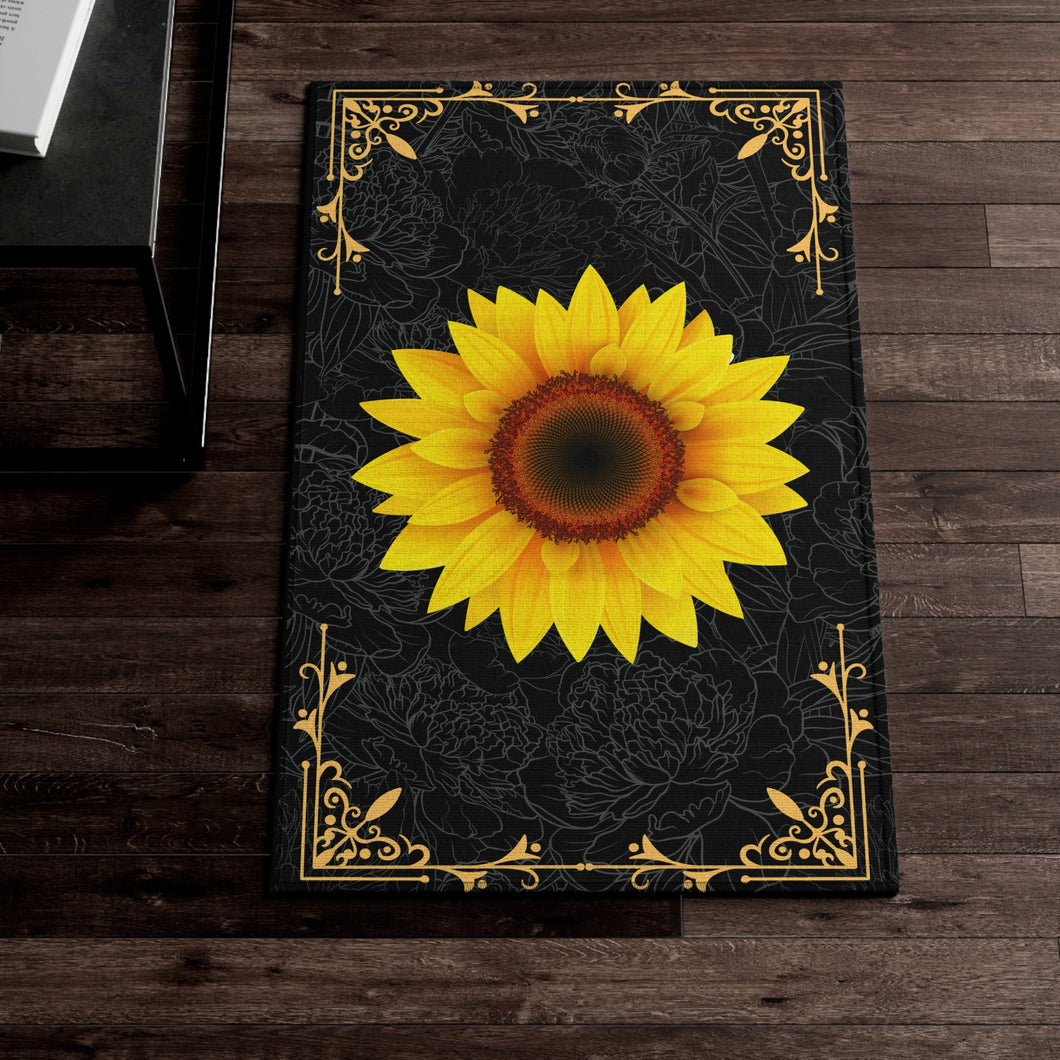 Hardwood floor Sunflower rug - Non Slip Accent Rug