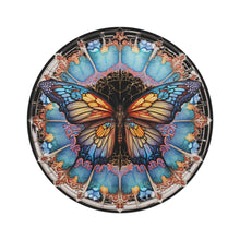 Load image into Gallery viewer, Stained Glass Butterfly - Round Area Rug
